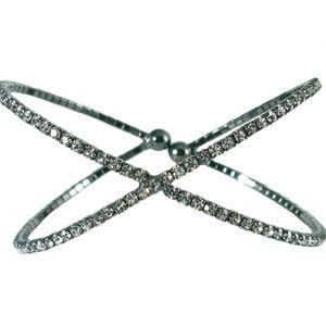X Bangle Bracelet ~ Sparkly Gunmetal Crystal